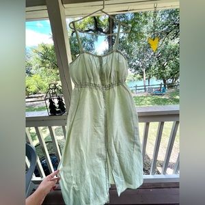 Zara light green linen dress